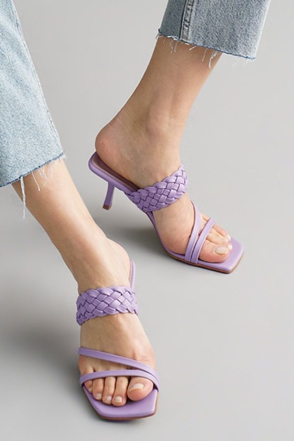 Mio Gusto Mio Gusto Petra Lilac Color Women Heeled Slippers Shoes