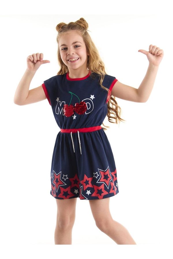 mshb&g mshb&g Girls Navy Blue Dress with Sequined Cherry Cotton