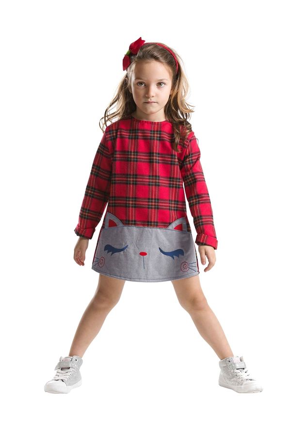 mshb&g mshb&g Red Plaid Kitten Girl's Dress