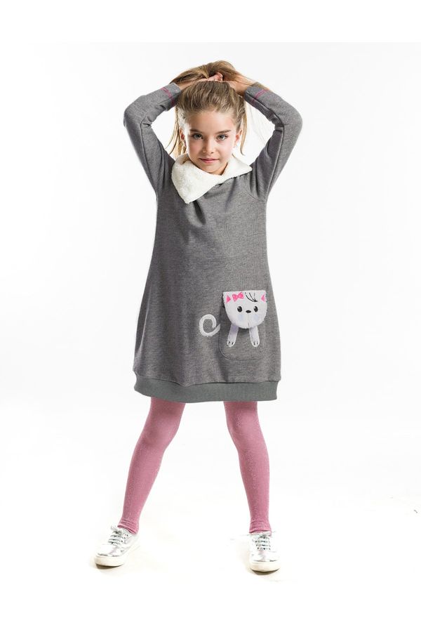 Mushi Mushi Shawl Collar Cat Pocket Girl's Dress