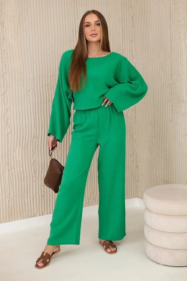 Kesi Muslin set blouse + trousers green