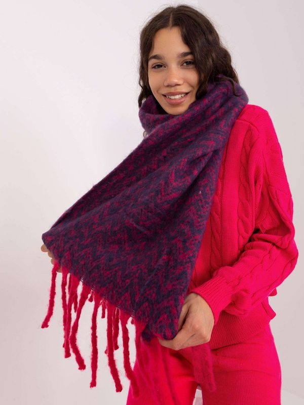 Fashionhunters Navy blue and pink women's scarf with patterns