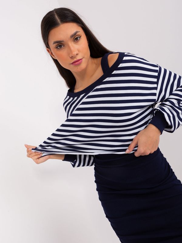Fashionhunters Navy blue and white base set with striped dress