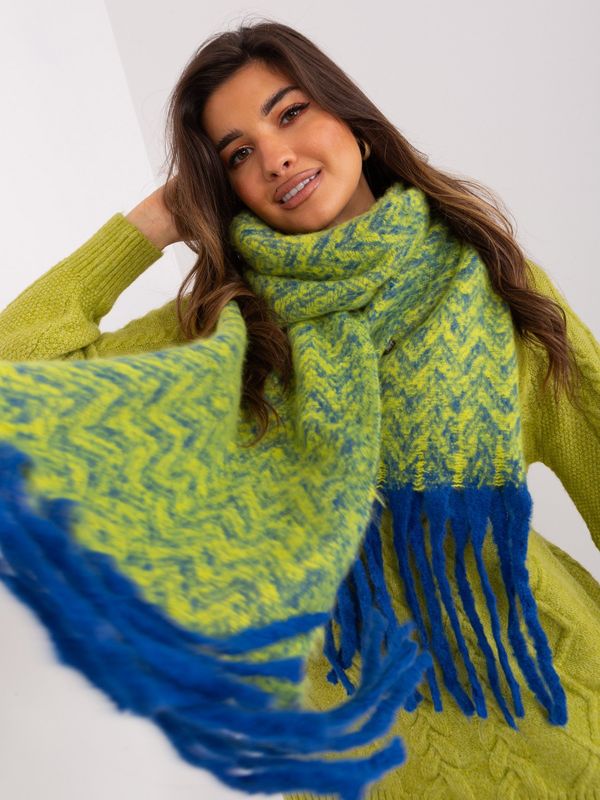 Fashionhunters Navy blue and yellow women's scarf with patterns