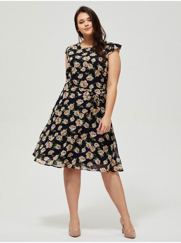 Moodo Navy blue dress with waist tie Moodo - Women