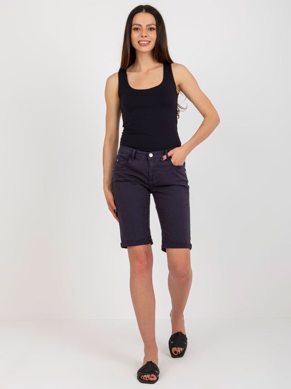 Fashionhunters Navy blue knee-length SUBLEVEL casual shorts
