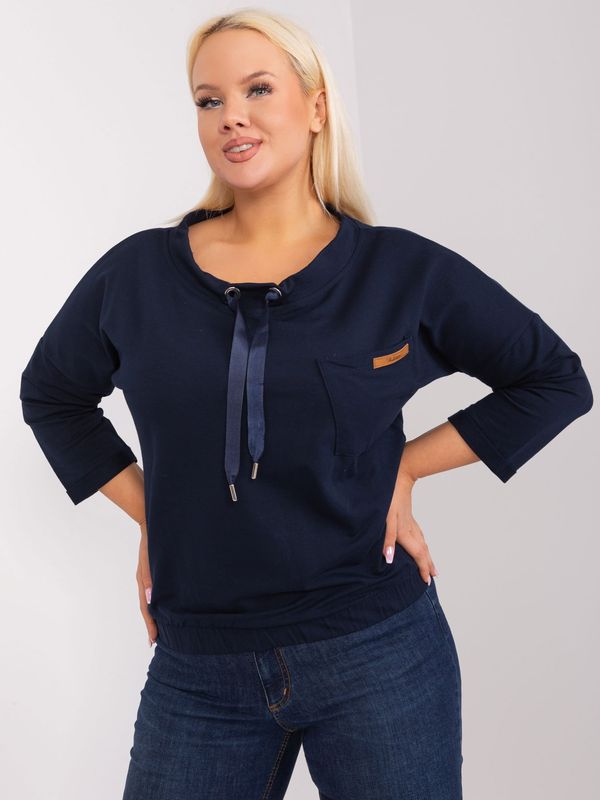 Fashionhunters Navy Blue Plus Size Sweatshirt with Pasadena Pocket