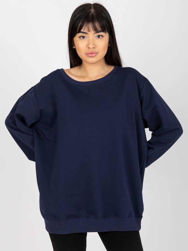 Fashionhunters Navy Blue Solid Color Oversize Hoodie