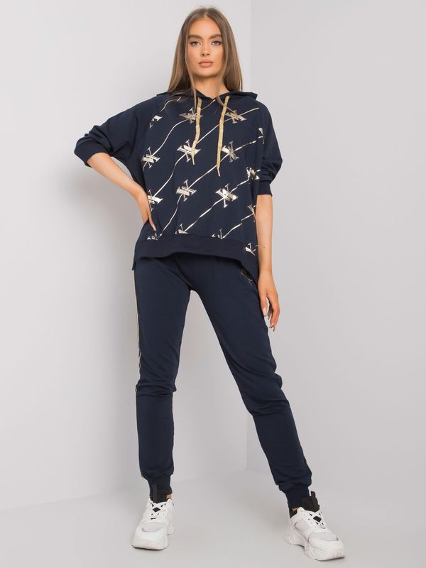 Fashionhunters Navy blue sweatshirt and pants