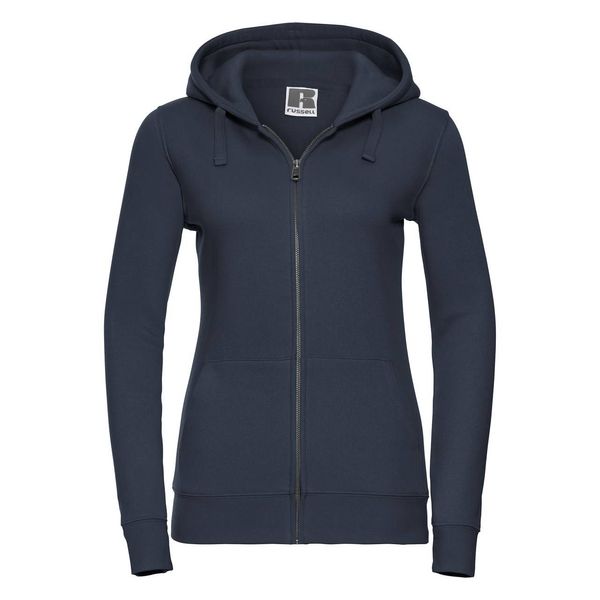 RUSSELL Navy blue women's sweatshirt with hood and zipper Authentic Russell