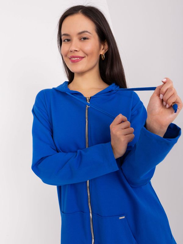 Fashionhunters Navy blue zip-up hoodie