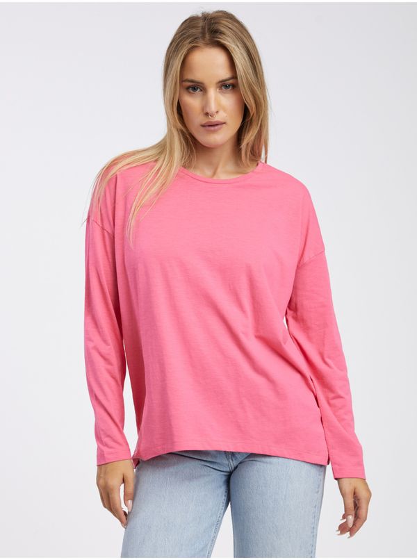 Noisy May Navy pink women's basic oversize long sleeve T-shirt Noisy May Mathilde