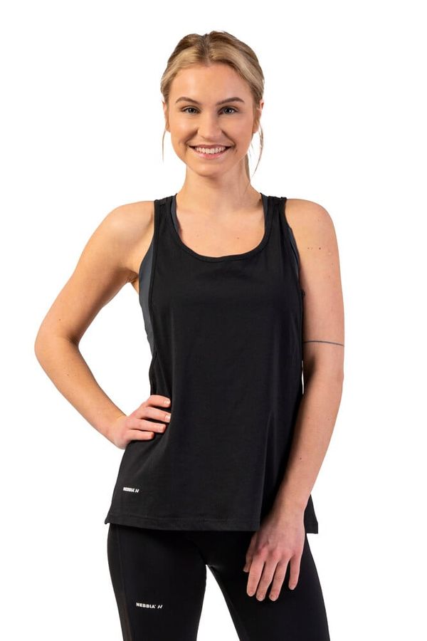 NEBBIA Nebbia Loose long tank top "Feeling Good" with a criss-cross at the back 419 black S