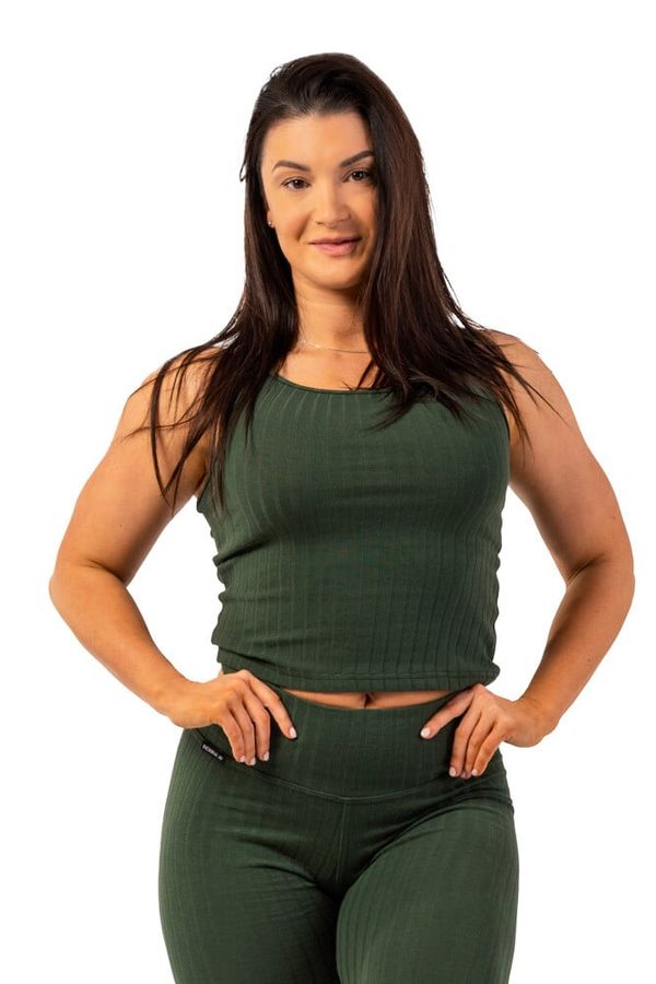 NEBBIA Nebbia Organic Cotton Ribbed Tank Top 414 Dark Green S Women's Tank Top