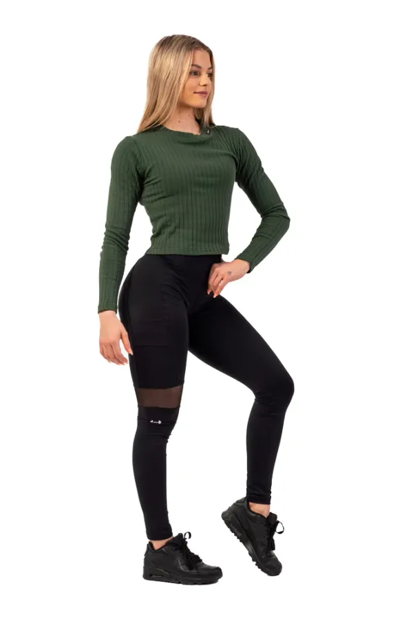 NEBBIA Nebbia Ribbed long sleeve T-shirt made of organic cotton 415 dark green XS