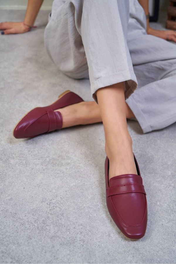 NİŞANTAŞI SHOES NİŞANTAŞI SHOES Viola Claret Red Matte Flat Sole Women's Ballerinas