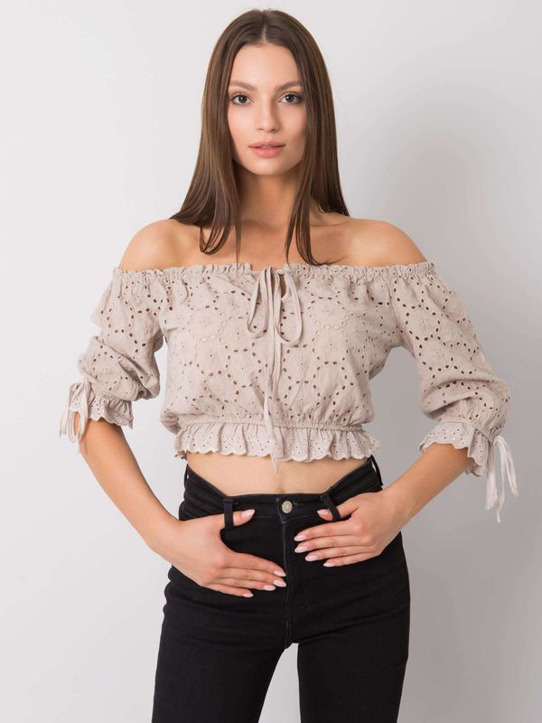 Fashionhunters OCH BELLA Openwork Beige Top