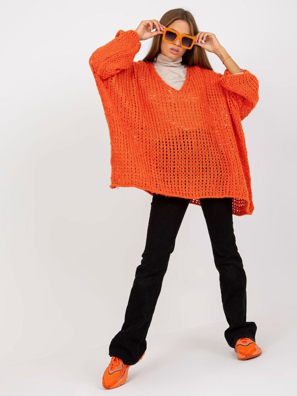 Fashionhunters OCH BELLA wide sleeve orange oversize sweater