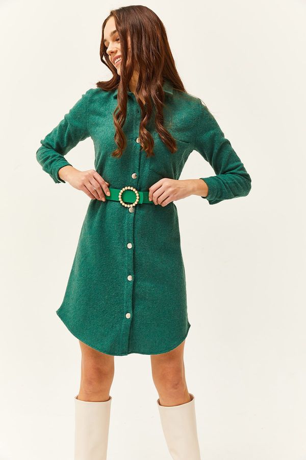 Olalook Olalook Women's Emerald Green Cachet Shirt Dress