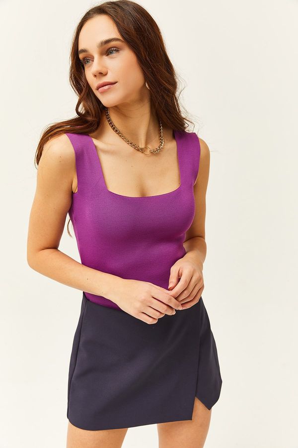 Olalook Olalook Women's Lilac Thick Strap Summer Knitwear Blouse