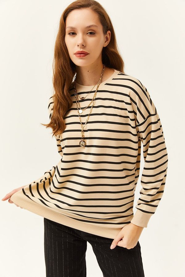 Olalook Olalook Women's Stone Black Basic Soft Textured Loose Sweatshirt