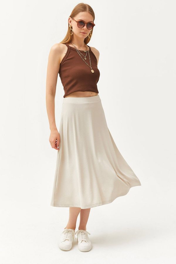 Olalook Olalook Women's Stone Waist Elastic Flowy Twill Skirt