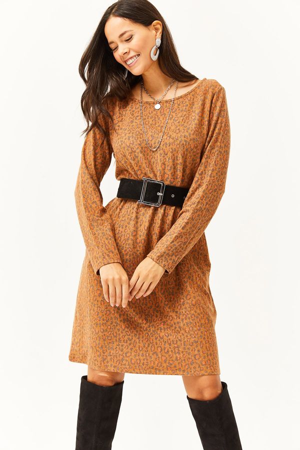 Olalook Olalook Women's Tan Pocket Soft Textured Mini Dress