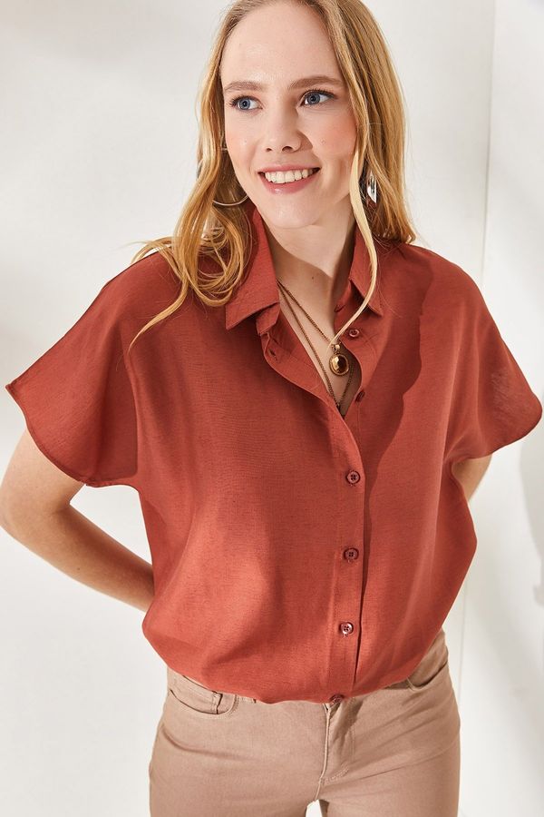 Olalook Olalook Women's Tile Bat Oversize Linen Shirt