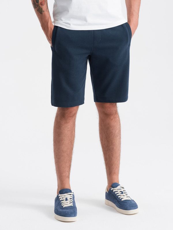 Ombre Ombre BASIC men's cotton sweat shorts - navy blue