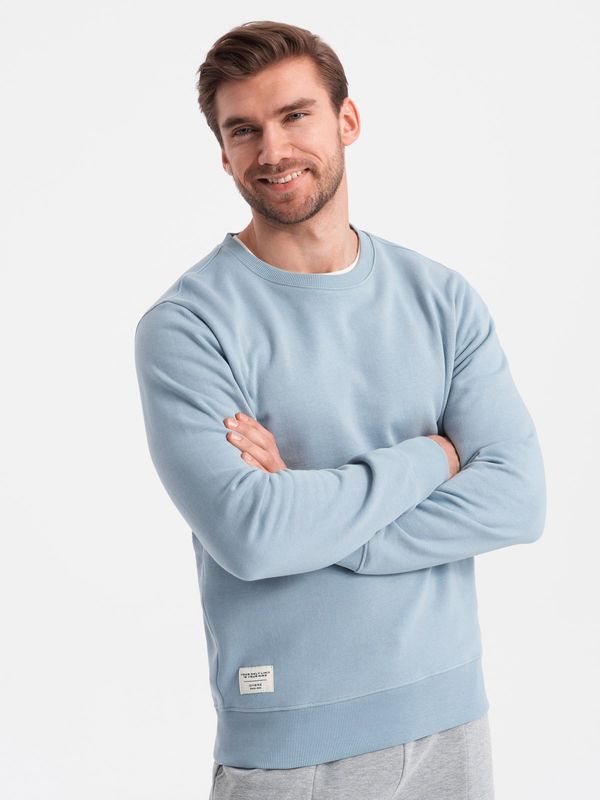 Ombre Ombre BASIC men's sweatshirt with round neckline - blue