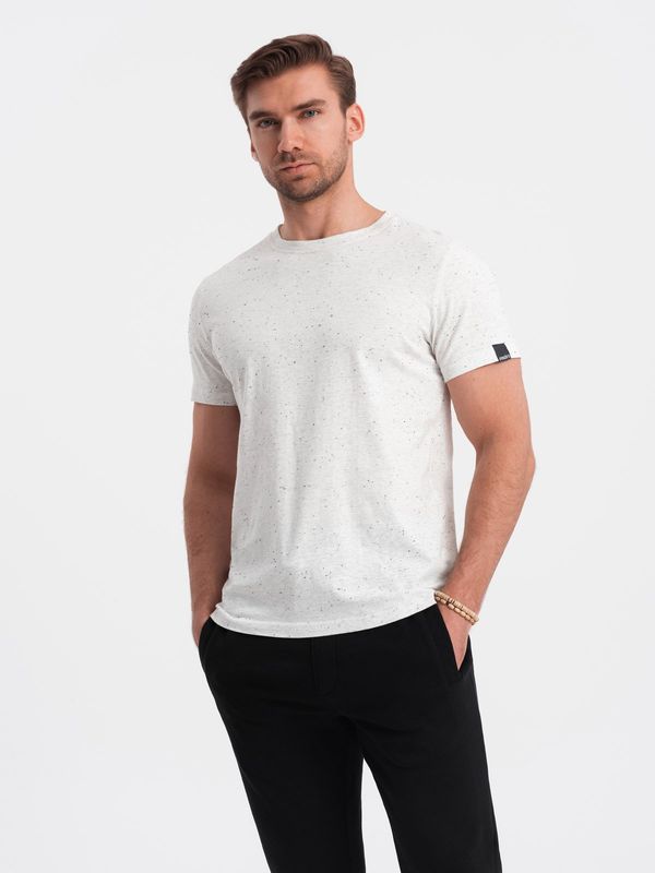 Ombre Ombre BASIC men's t-shirt with decorative pilling effect - cream