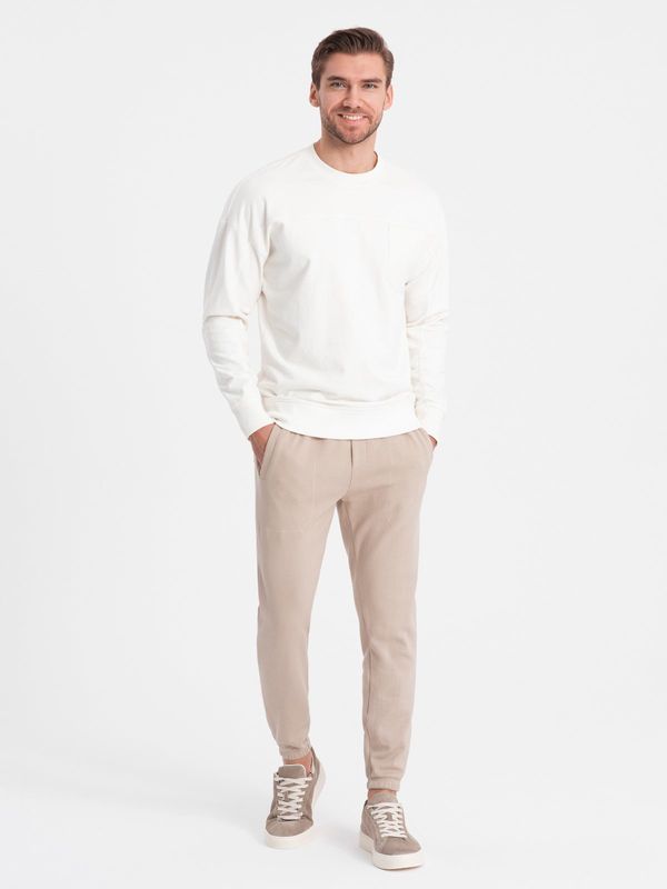 Ombre Ombre CARROT men's structured knit sweatpants - beige