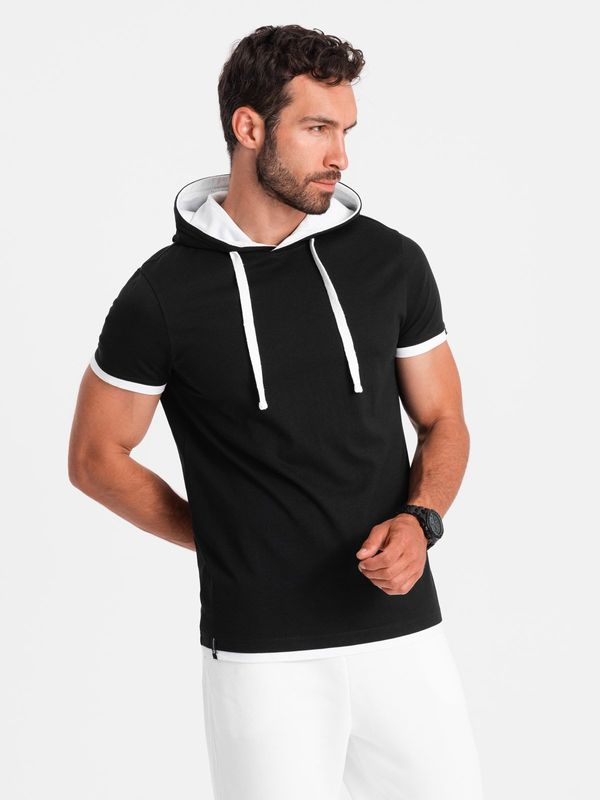 Ombre Ombre Casual men's cotton hooded t-shirt - black