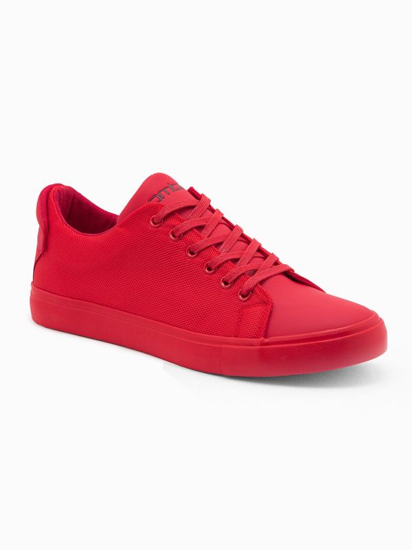 Ombre Ombre Casual one-color men's sneakers with combined materials - red