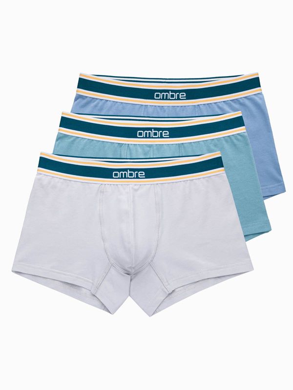 Ombre Ombre Classic fit men's boxer shorts with decorative elastic waistband - 3-pack mix OM-UNBO