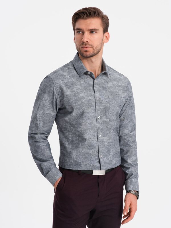 Ombre Ombre Classic men's flannel cotton plaid shirt - gray
