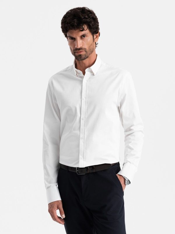 Ombre Ombre Classic men's SLIM FIT shirt in satin fabric - white