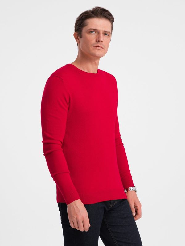 Ombre Ombre Classic men's sweater with round neckline - red