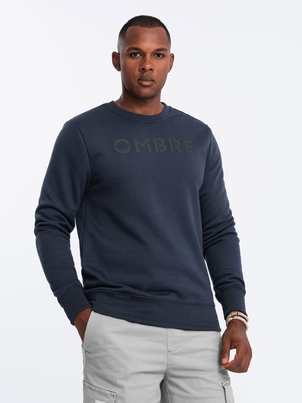 Ombre Ombre Classic men's sweatshirt with inscription - navy blue