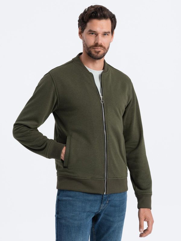 Ombre Ombre Cotton unbuttoned men's sweatshirt bomber - khaki