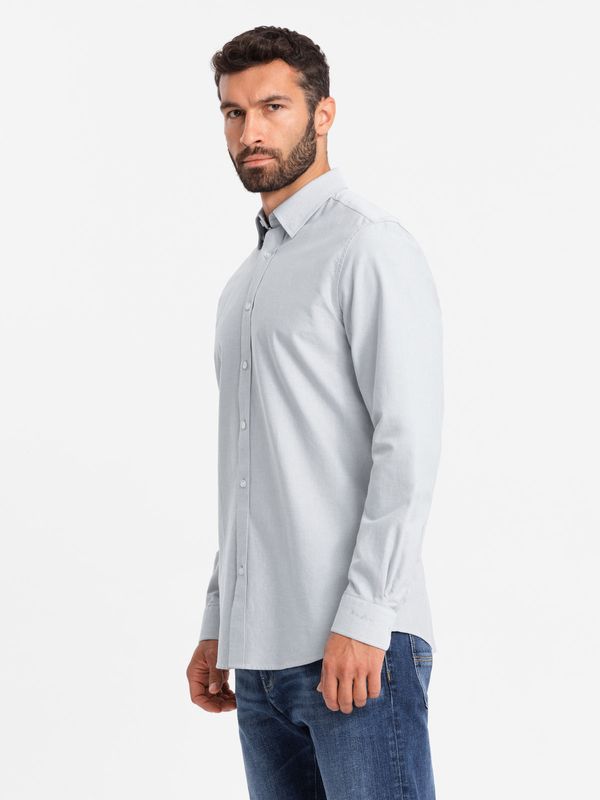 Ombre Ombre Elegant men's oxford shirt with embroidery - blue