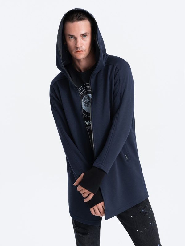 Ombre Ombre Longer men's unbuttoned sweatshirt with spacious hood PRAGA