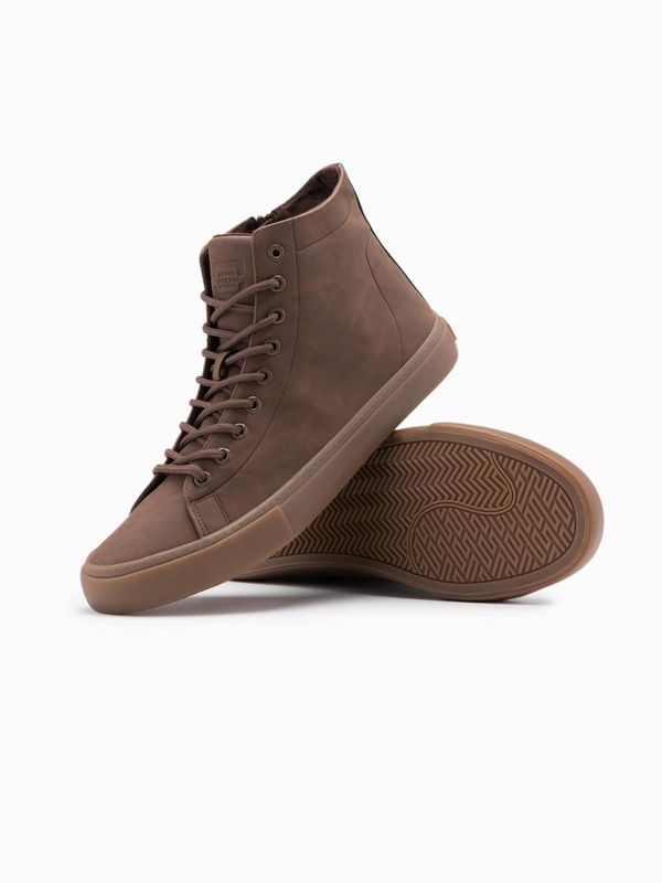 Ombre Ombre Men's ankle sneakers with rubber sole - brown