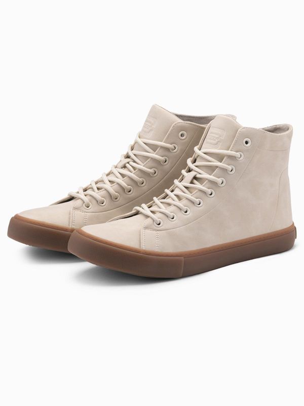 Ombre Ombre Men's ankle sneakers with rubber sole - cream