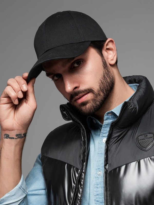 Ombre Ombre Men's baseball cap with visor and decorative embroidery - black