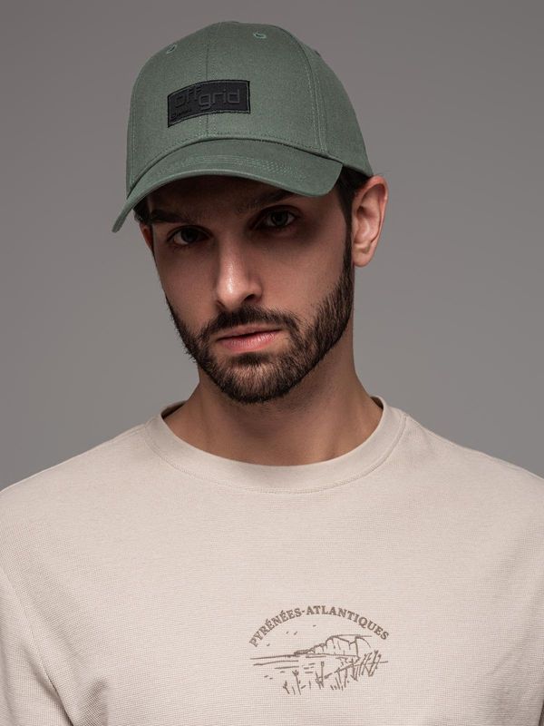 Ombre Ombre Men's baseball cap with visor and rectangular patch - khaki