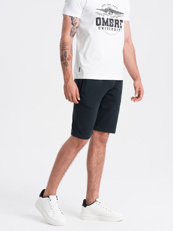 Ombre Ombre Men's BASIC cotton sweat shorts - black