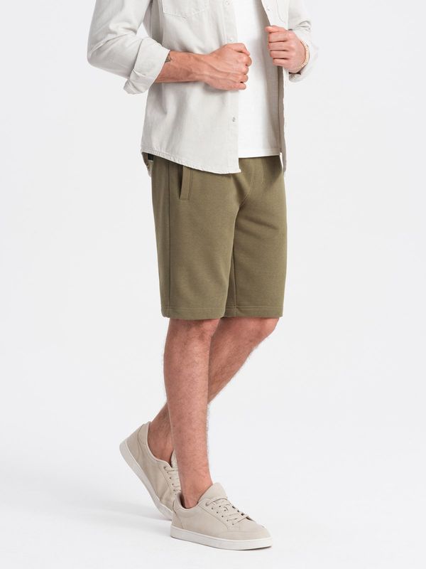 Ombre Ombre Men's BASIC cotton sweat shorts - olive