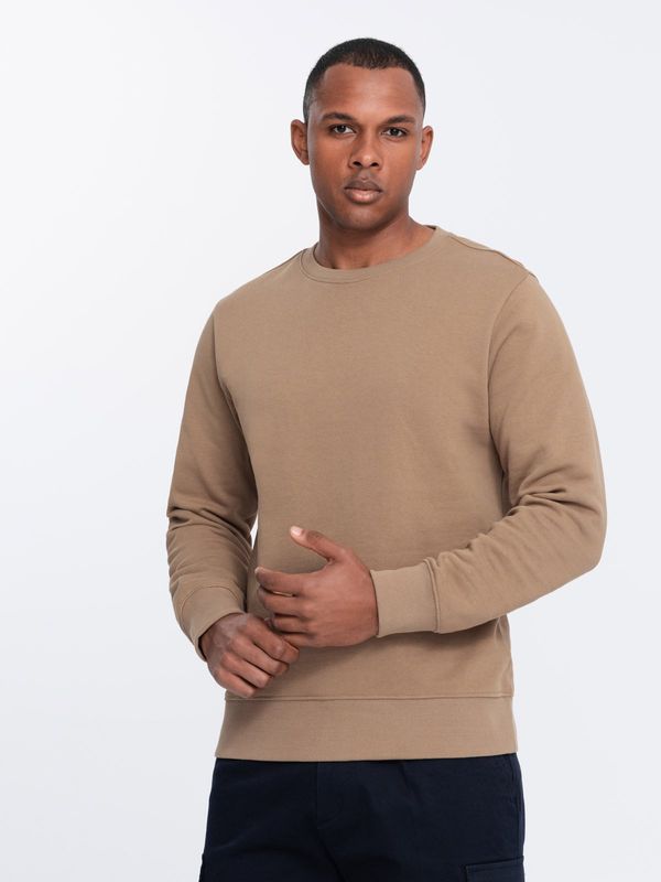 Ombre Ombre Men's BASIC sweatshirt with round neckline - brown