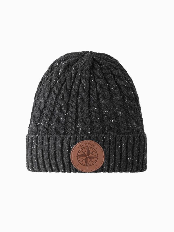 Ombre Ombre Men's beanie cap with round embossed patch - graphite